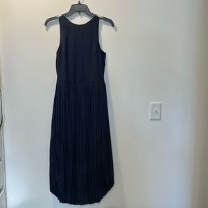 Banana Republic asymmetrical dress with laser cut out design in navy